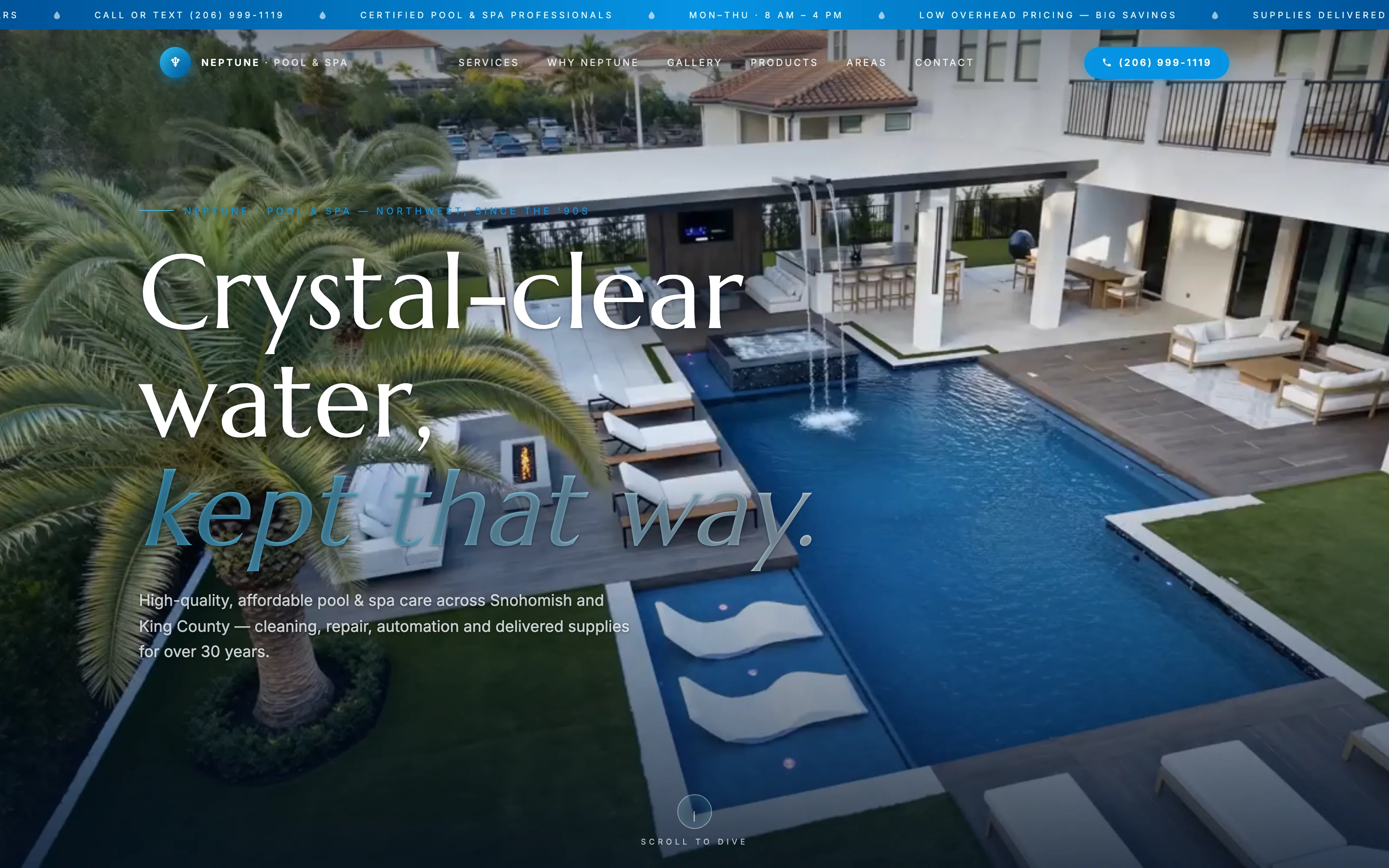Neptune Pool & Spa — website by Full Blast